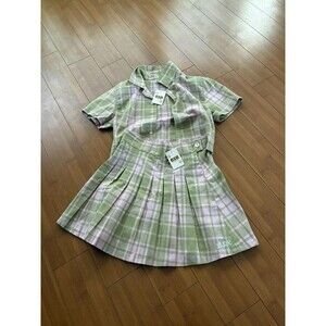 BSR By Samii Ryan plaid cropped top and matching pleated mini skirt small